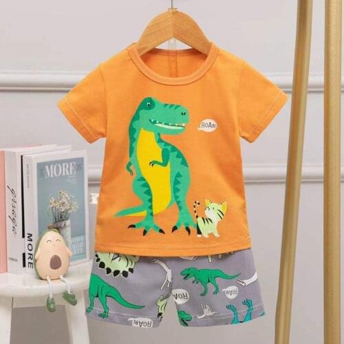 Sleepwear Childrens Clothing Summer Cartoon Kids Pajamas With Shorts Cotton Home Wear Dinosaur Pijama For Boys Girls Long Johns