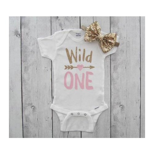 Personalized Wild One first birthday infant bodysuit onepiece Tutu Dress romper Outfit Set baby shower party favors