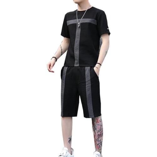 Casual Summer Mens 2PCS Sets New Top Tees&Shorts Sports Daily Short-Sleeve T-Shirt&Trousers Suit Large Size M-4XL Two-Piece Set