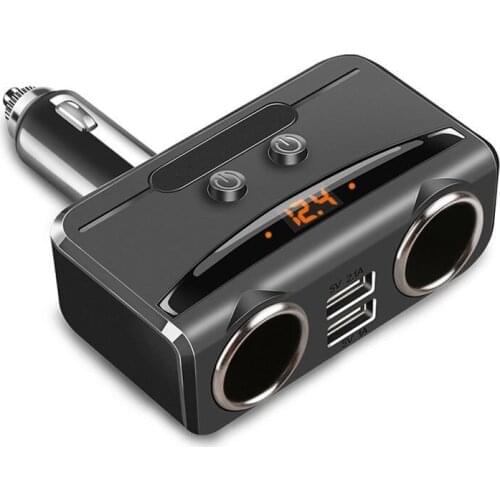 DC 12V Car Cigarette Lighter Adapter 5V3.1A 2 Way Double Plug Socket Charger Splitter Supports Intelligent Fast Charging
