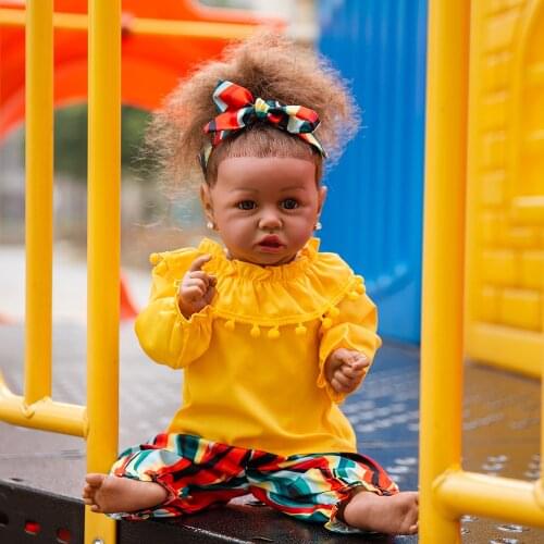 Hoomai New 23" Black Skin Realistic Reborn Baby Dolls Soft Body for Kids Christmas Gift Best Playmates