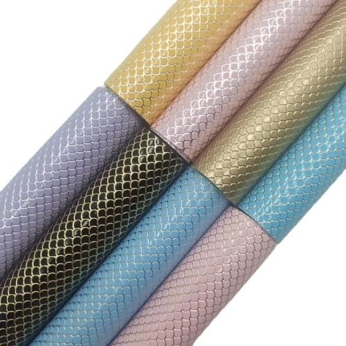 Mermaid Fish Scales Embossed Synthetic Faux Leather Fabric sheets For Bow Bags Shoes DIY 21X29CM FZ212