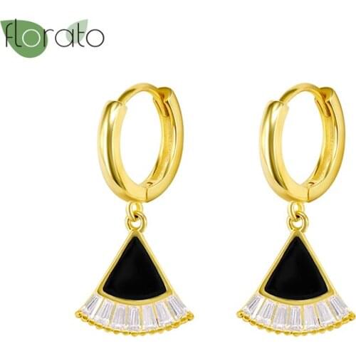 Hoop Earrings Jewelry 925 Silver Ear Buckle Black Zircon Glamour Womens Tassel Pendant Earrings European and American Girls