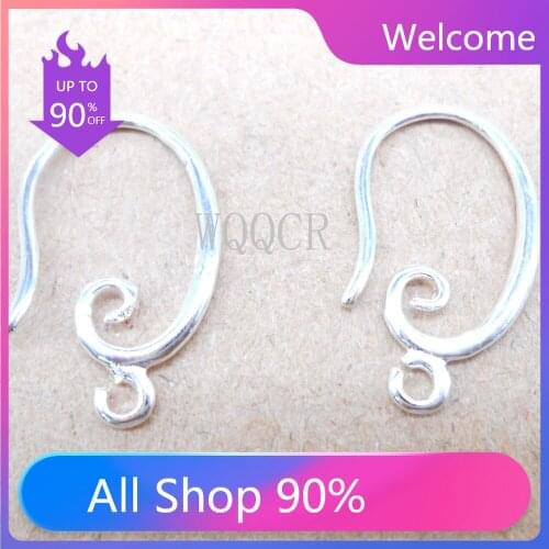 Wholesale 50PCS Fashion Jewelry Findings Genuine 925 Sterling Silver Earrings For Women Smooth Hook Ear For Design DIY