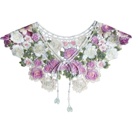 Fairytale Decorative False Fake Collar Lace Shawl Wrap Hollow Out Embroidery Floral Capelet Dickey Mini Cape Women Wedding
