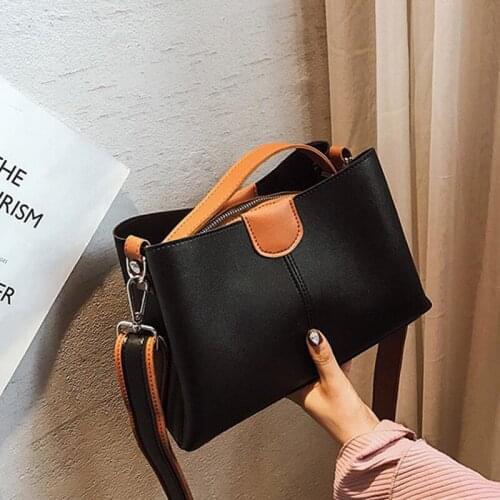 Contrast Color Shoulder Bag Women PU Leather Crossbody Bag Large Capacity Messenger Bag Winter New Handbag Designer Lady Pouch