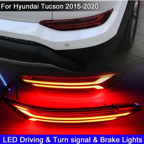 3-in-1 LED Rear Bumper Reflector Lamp Running Light With Tail Brake Stop Lights Turn Signal Light For Hyundai Tucson 2015-2020