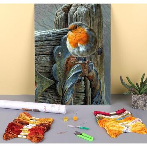 Bird Animal Printed Fabric 11CT Cross-Stitch Complete Kit Embroidery DMC Threads work Sewing Handiwork Craft Different