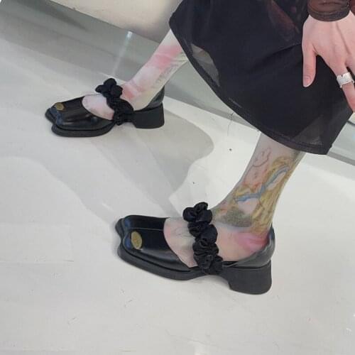 Womens Mary Jane Shoes Autumn 2021 New Square Toe Thick-soled High Heel Single Female Casual Loafers Sandals Shoes Black