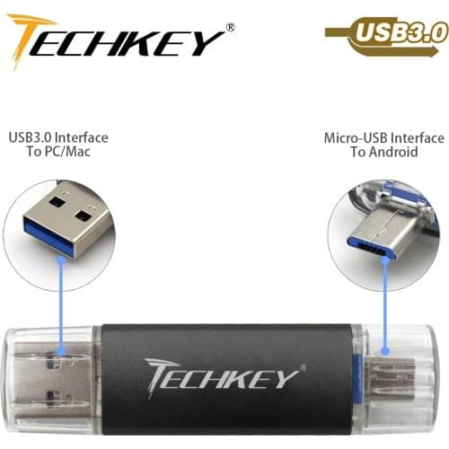 New TECHKEY OTG usb 3.0 32gb usb flash drive 3.0 64gb pen drive 16gb memoria cel usb stick pendrive gift for samsung mobile