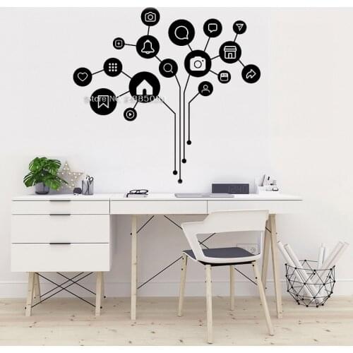 Social Media Office Decor Decals Murals Balance Idea Business Worker Office Wall Stickers Creative Decoration Wallpapers LC1749