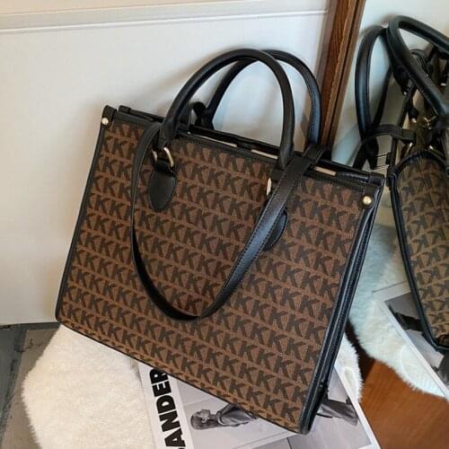 Vintage Letter K Handbag Women Shoulder Bags 2021 Brand Design Big Casual Totes Female Purses Travel Office Ladies High Quality