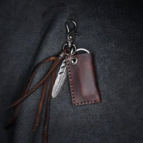 Vintage Leather Metal Diy Men Keychain Keyring Tassel Jewelry Accessories Bag Charm Porte Clef Best Gift Items for Boyfriend