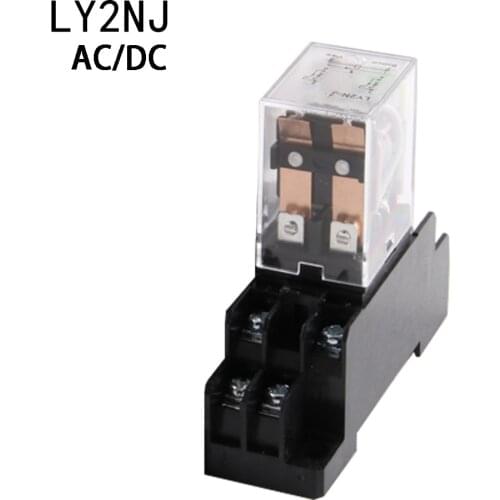 AC 1Set High-quality AC 12V 24V 36V 48V 110V 220V 380V Coil Power Relay LY2NJ DPDT 8 Pin HH62P JQX-13F With Socket Base