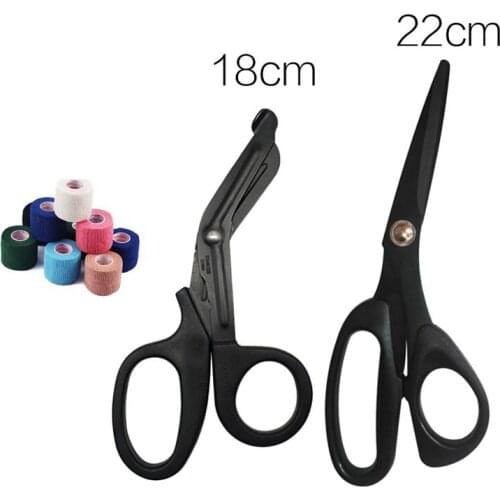 WINOMO 1pc Professional Scissors Muscle Paste Scissors For Cutting Sport Tape Bandage Cutting (Black;Black Bent Scissors)