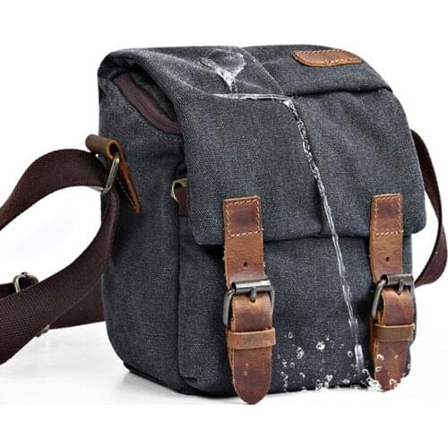 G-FAVOR 3299# SLR camera bag mens Messenger bag waterproof canvas bag top layer leather retro canvas male camera bag