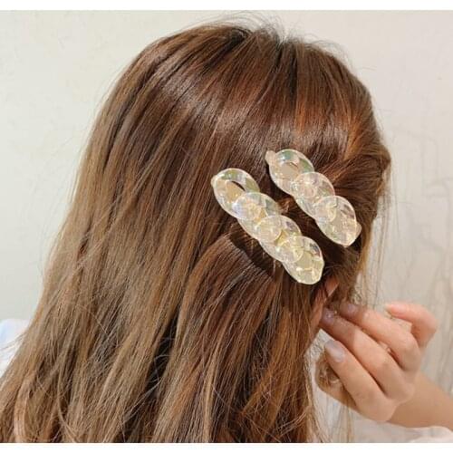 Vintage Laser Transparent Chain Hair Clips & Pins For Women Girls Female Headwear Barrette Hairpin Hair Accessories