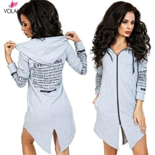 Spring Autumn Fashion Women New Hooded Long Sleeve Letter Print With Pockets Long Sweatshirts Hoodies Dress Vestidos