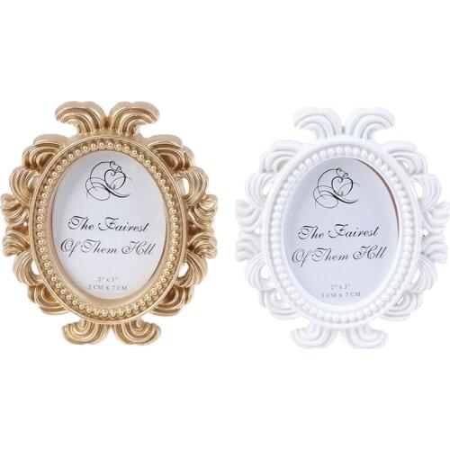 1pc Floral Photo Frame Elliptical Picture Frame Small Baroque Photo Holder Desktop Picture Frame Wedding Decor Wedding Gift