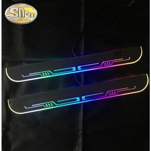 2PCS Colorful Acrylic Moving LED Welcome Pedal Car Scuff Plate Pedal Door Sill Pathway Light For Toyota Prius 2011 - 2020