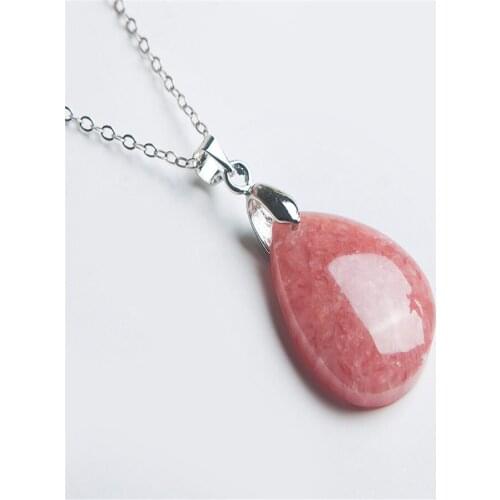 24*19*6mm Genuine Natural Ice Rhodochrosite Gem Stone Charm Pendant Bead Women Ladies Necklace Suspension Teardrop Pendant