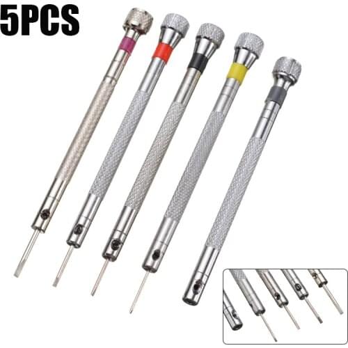 5pcs/set 0.8-1.6mm Flat Tip Blade Head Watch Repair Screwdriver Kit Mobile Phone Screwdriver Set Repair Tool