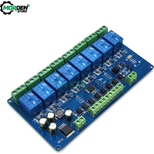 Modbus RTU 8-Channel 8CH Relay Module Switch 8-Way Output 8-Way Inputs RS485 TTL Communication UART 7-30V Relay Switch