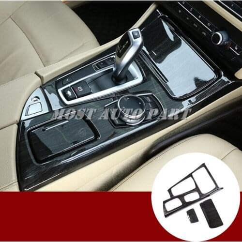 ABS Plastic Interior Console Gear Box Frame Trim Cover 3pcs For BMW 5 Series F10 F11 2011-2016 Black/Silver Car Decoration