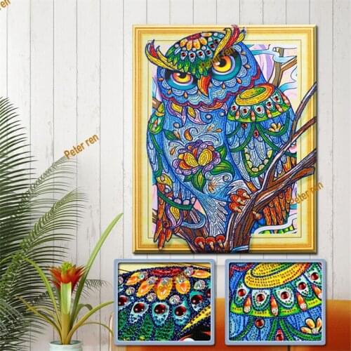 Peter ren Owl diamond painting special-shaped animal tiling Embroidery Cross stitch Home Decor Crafts 5d Full diamond rhinestone