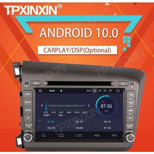 4+64G For Honda Civic 2012+ Android10.0 Car Stereo Tape Recorder Multimedia player GPS Navigation Head Unit DVD 2 din dvd