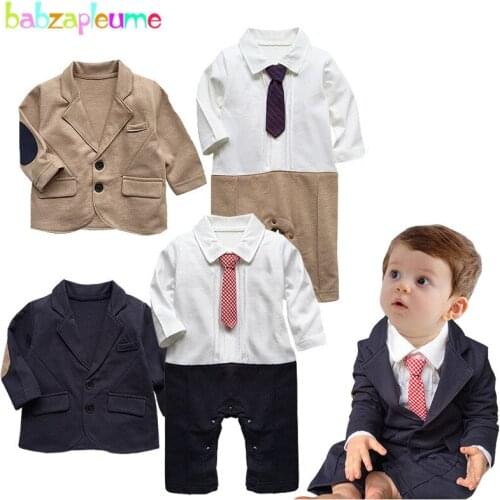 Babzapleume Spring Autumn Newborn Clothes Sets For Baby Boys Suits Gentleman Jumpsuit Rompers+Jacket Infant Clothing 2PCS BC1267