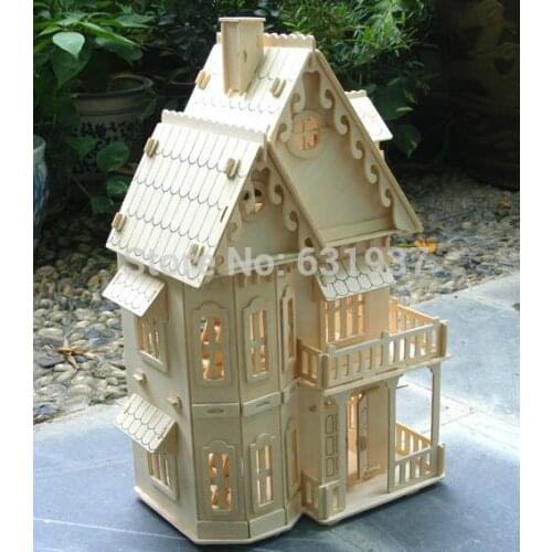 1:24 Doll Educational 3D Puzzle Wooden Miniature Toys Diy Cothic House Villa Construction Toy Models For Children Creative Gift