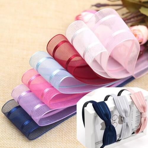Hot sale 38MM Chromatic stripe chiffon Printin Ribbon Belt DIY Handmade bowknot Hair Accessories Decoration supplies 1 meter/lot