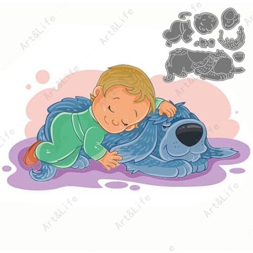 Cute Boy And Dog Hot New Metal Cutting Dies Stencils for Making Scrapbooking Album Festival Birthday Card Embossing Cut Dies