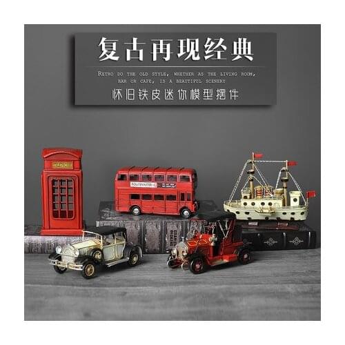 Retro mini model tin ornaments vintage car small ornaments handmade nostalgic style multiple styles BUS Motorbike aircraft