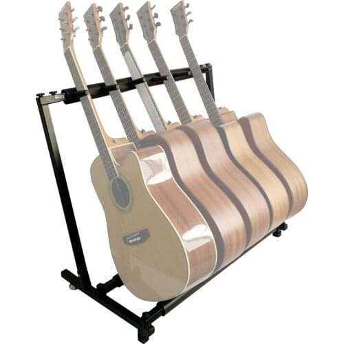 Multi Guitar Stand 5 Holder Foldable Universal Display Rack Portable Black for Classical Acoustic, Electric, Bass Guitar stand