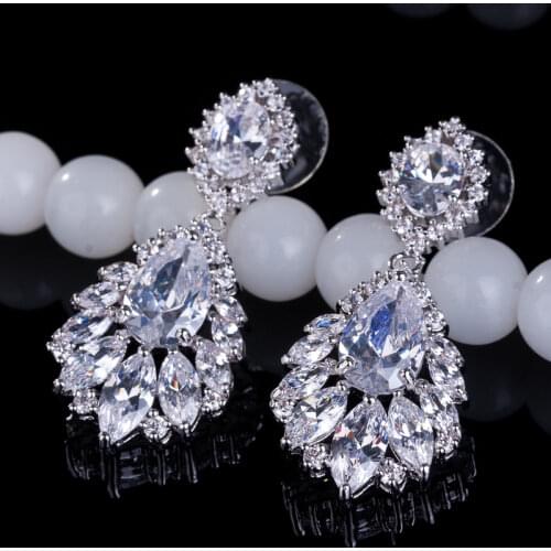 Uilz Fashion Zircon Chandelier Earrings AAA+ Cubic Crystal Dangle Drop For Women Wedding Party Jewelry UE363