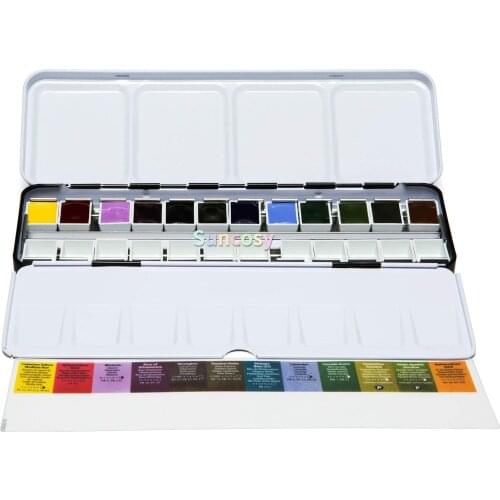 Daniel Smith 12 Color of Inspiration Hand Poured Half Pan Set in a METAL BOX with BONUS 12 Empty Half Pans