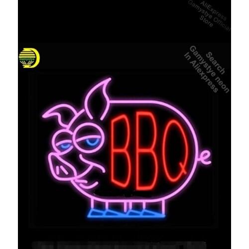 BBQ Pig Real NEON SIGN Handcrafted Garage Wall Sign Recreation Window Neon Neon Neon Teaches Pacma Neon Signs For Home Cold Neon