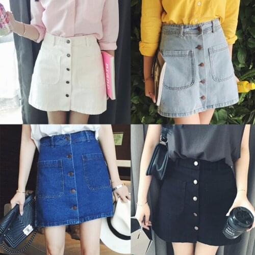 New Summer Korean Womens High Waist Denim A-line Dress Womens Umbrella Skirt