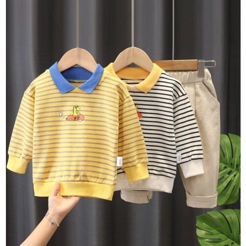 Baby Clothes Boy 2021 Spring New Arrival Conjunto Menino Toddler Stripes Sweater +Long Pants Trousers 2 Pieces Sets