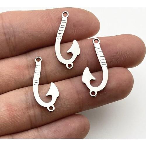 Sailing Hook Charm 5pcs Connector Stainless Steel 2side pattern ocean anchor Connectors Jewelry Handmade Diy Jewelry Make