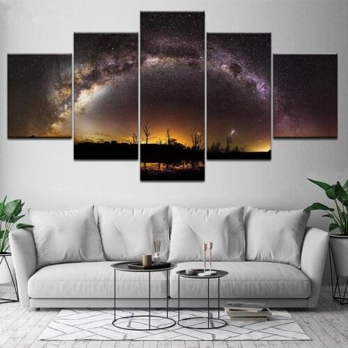 Full drill square diamond painting 5 Panel Starry Sky Landscape Painting Calligraphy 5d mosaic Popular diamond embroidery round
