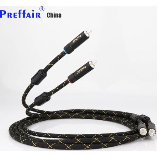 Preffair HiFi 5N OFC Copper 2RCA To 2RCA Cable Interconnect Cable with Silver Plated RCA R1719 plug connector audio RCA cable