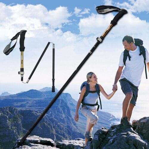 Adjustable Hiking Walking Stick Retractable Aluminum Alloy Folding Trekking Pole