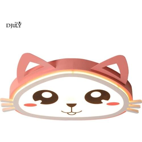 Nordic cute cartoon cat led ceiling lamp girl bedroom deco children pink home lighting fixtures nursery kids room study light