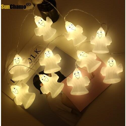 Halloween Ghost Led Festival Led Ghost Light String 10 Lights Skull Battery Light Warm White Festival Decorative Small Lights
