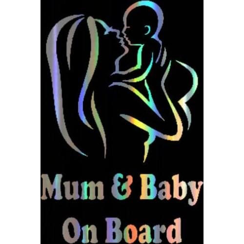Car Sticker Vinyl 18*12cm MUM And Baby On Board Funny Sticker Decal Reflective Laser Motorcycle Car Styling 3D Stickers