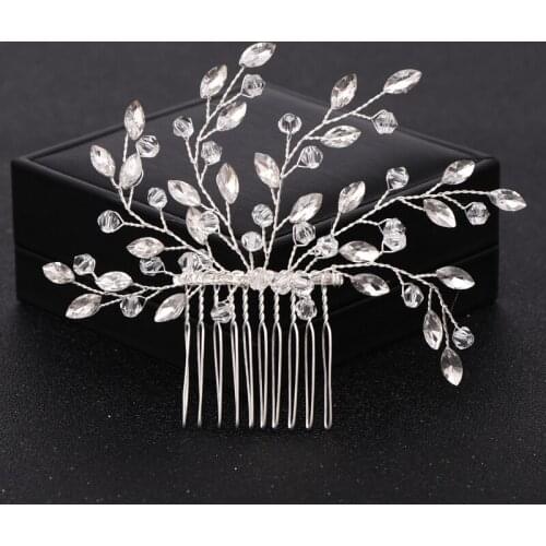 Silver Color Crystal Women Hair Combs Headwear Bridal Hair Clip Wedding Hair Accessories Rhinestone Hair Combs Women Handmade