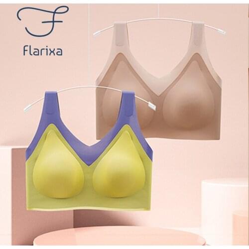 Flarixa Sexy Backless Invisible Underwear Seamless Womens Push Up Bra Plus Size Sleep Bralette Without Bones Yoga Sports Bras